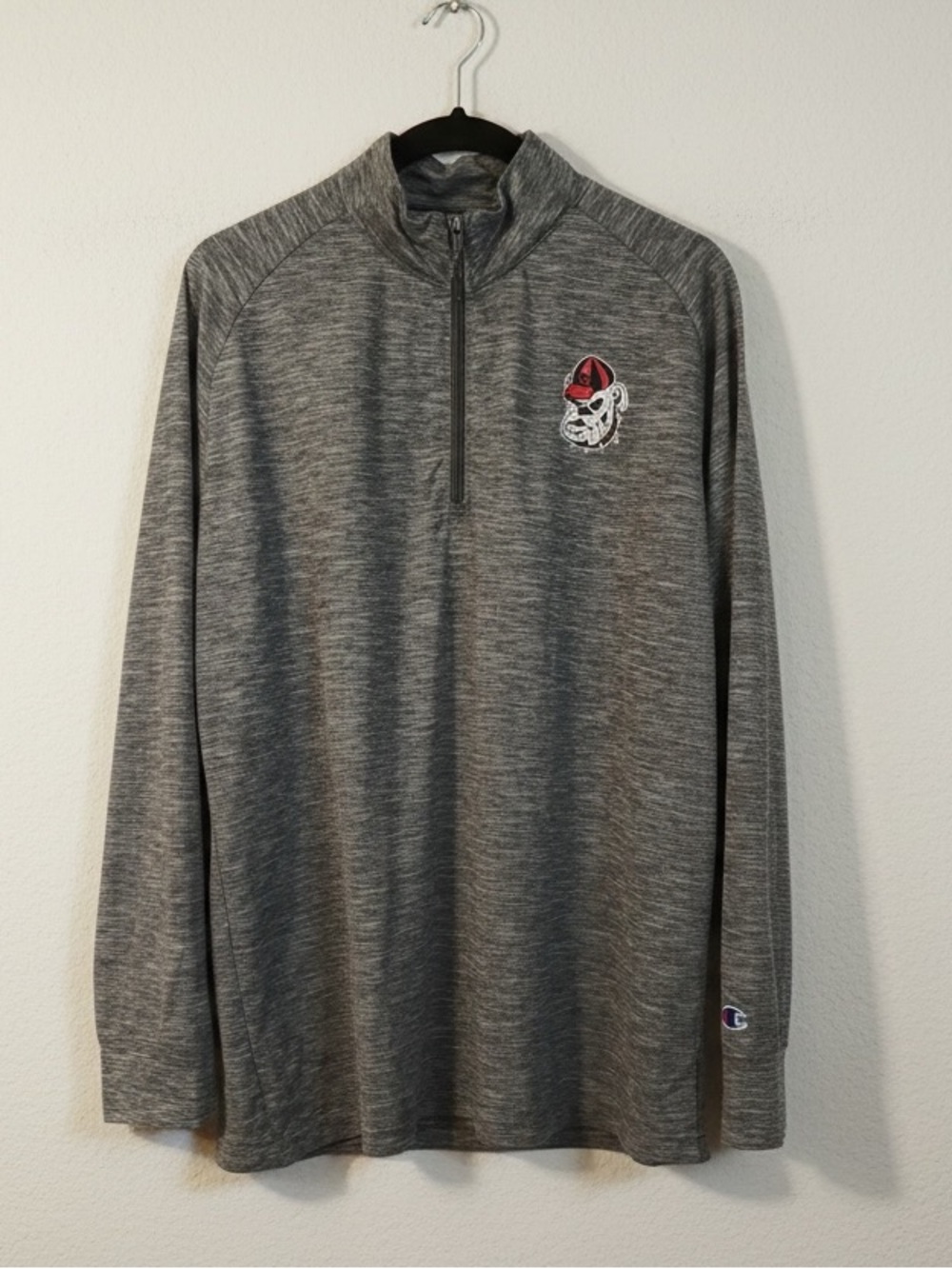UGA Georgia Bulldogs Champion Gray LS Quarter Zip Pullover Athleisure Jacket